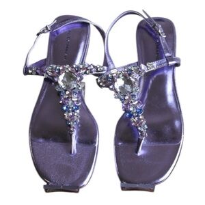 Alex Marie Lavender Crystal Jeweled Embellished Thong Sandals Fairy Whimsigoth